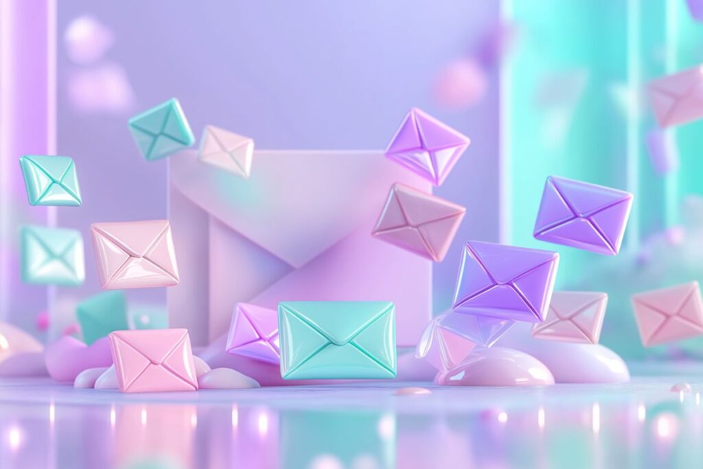 Several futuristic looking envelopes