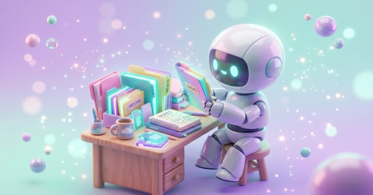 A robot sorting and scoring abandoned digital assets with glowing teal highlights in an n8n workflow