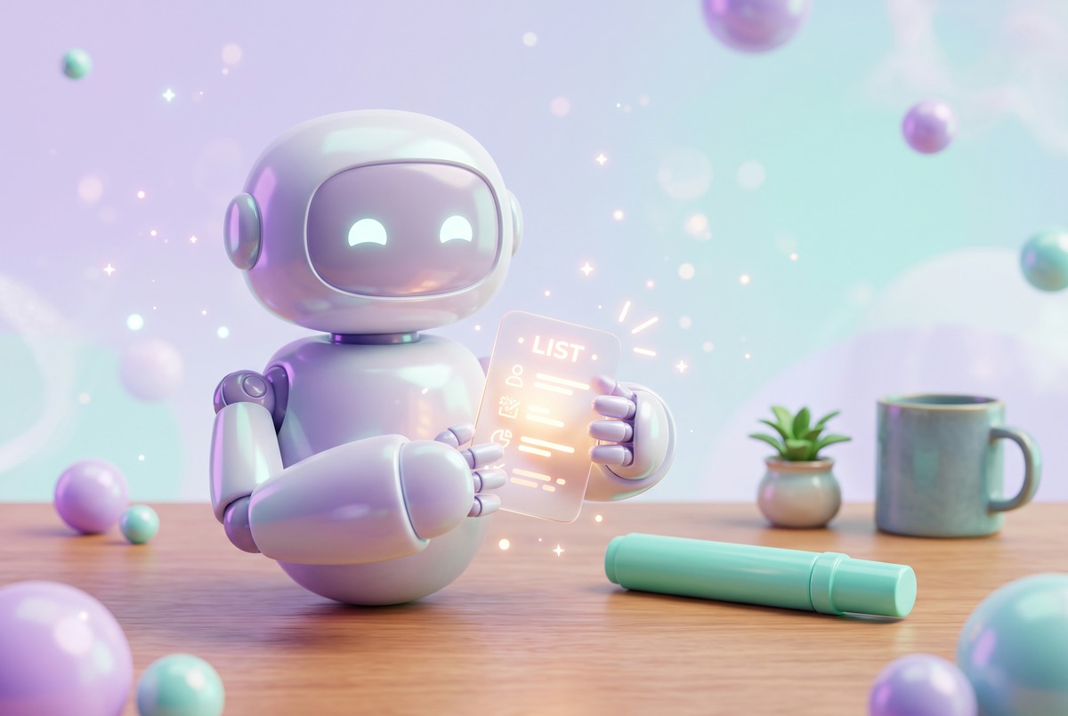 A robot offering a findings list with its marker capped and set down, showing a checking skill reports and never fixes.